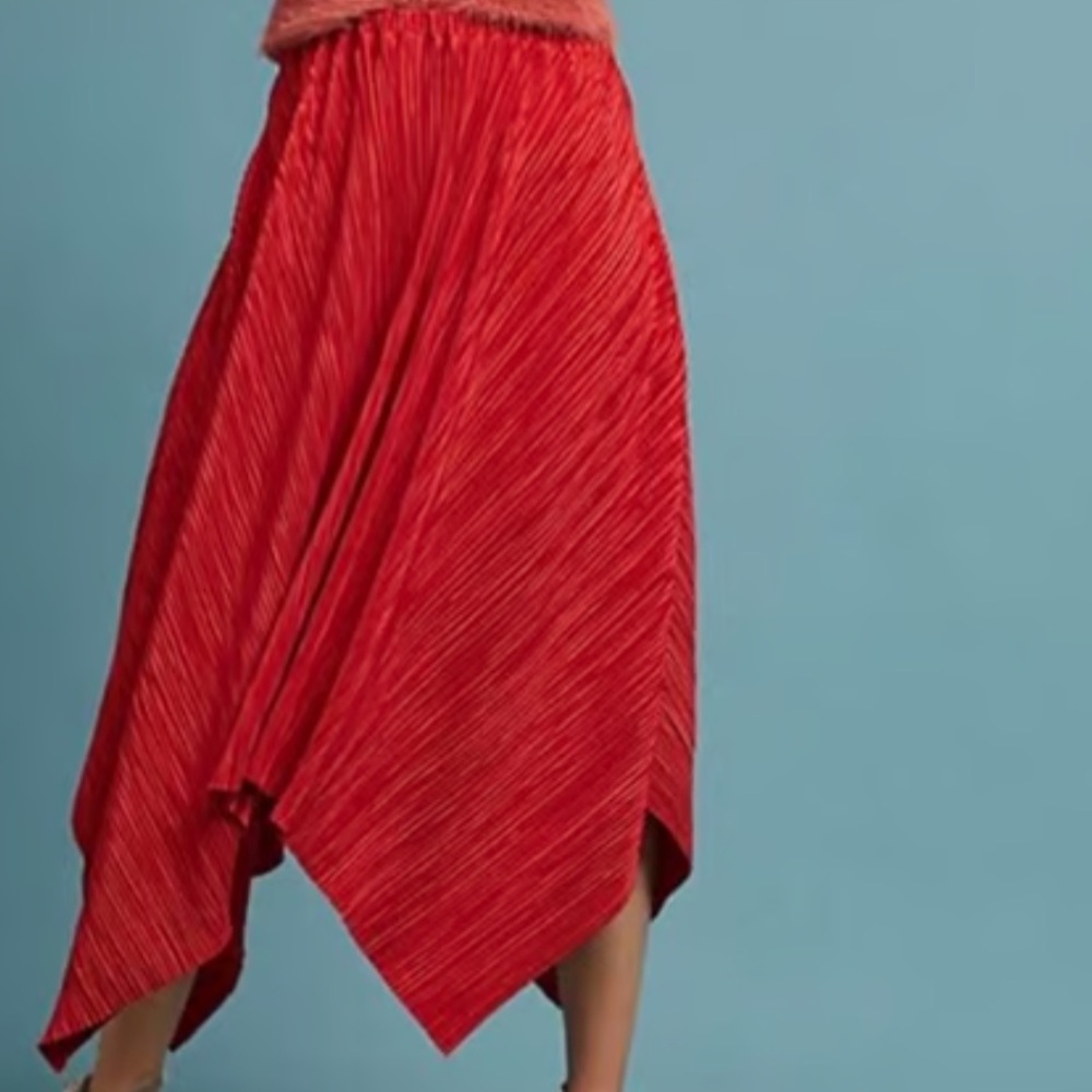 Anthropology Sunday In Brooklyn Red Maxi Skirt